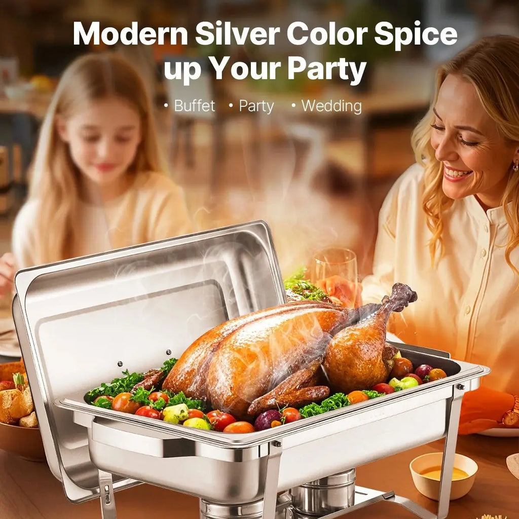 8QT Rectangle Chafing Dish 2/4/6 Packs W/Full Size Pans