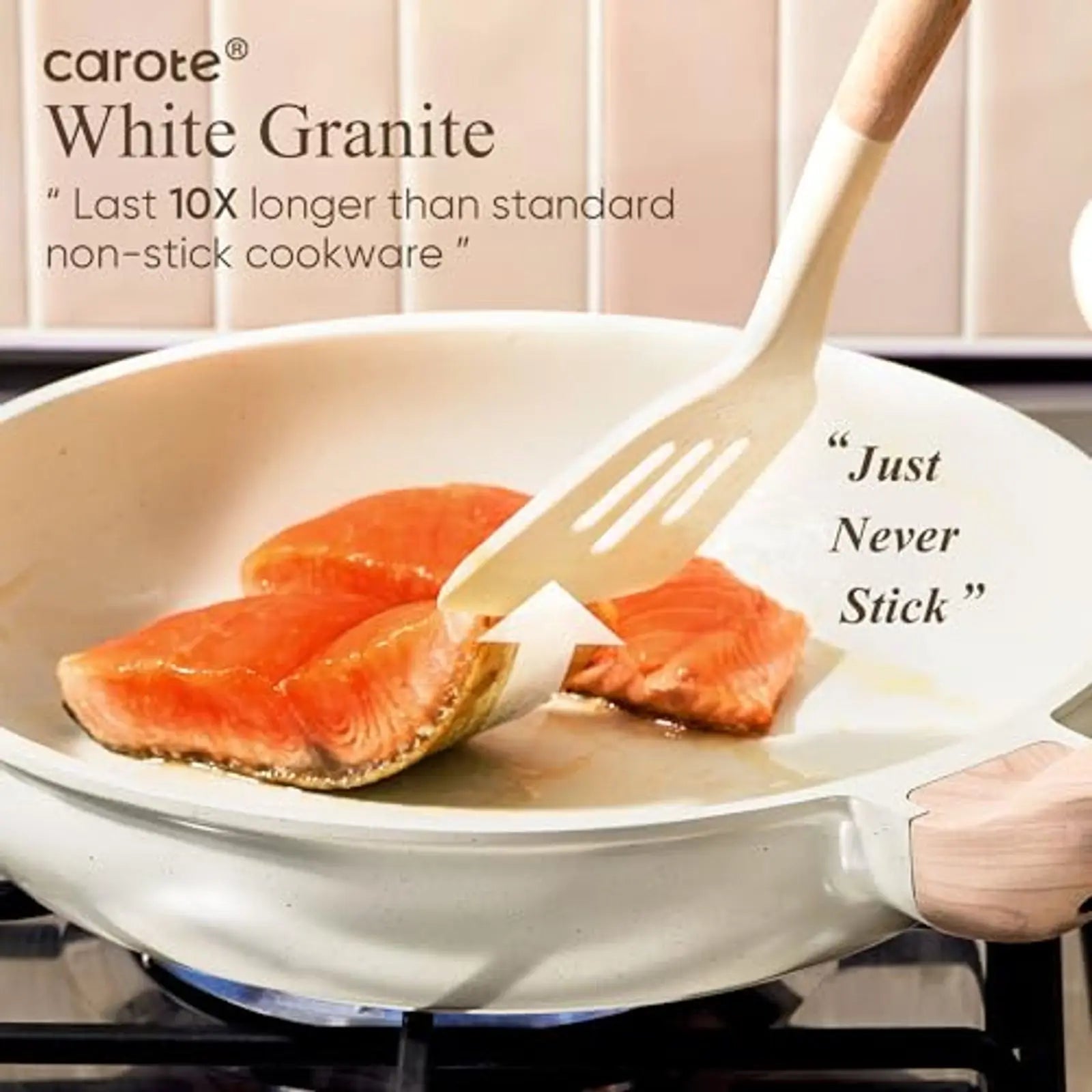 21Pcs Induction Cookware Set Nonstick White Granite
