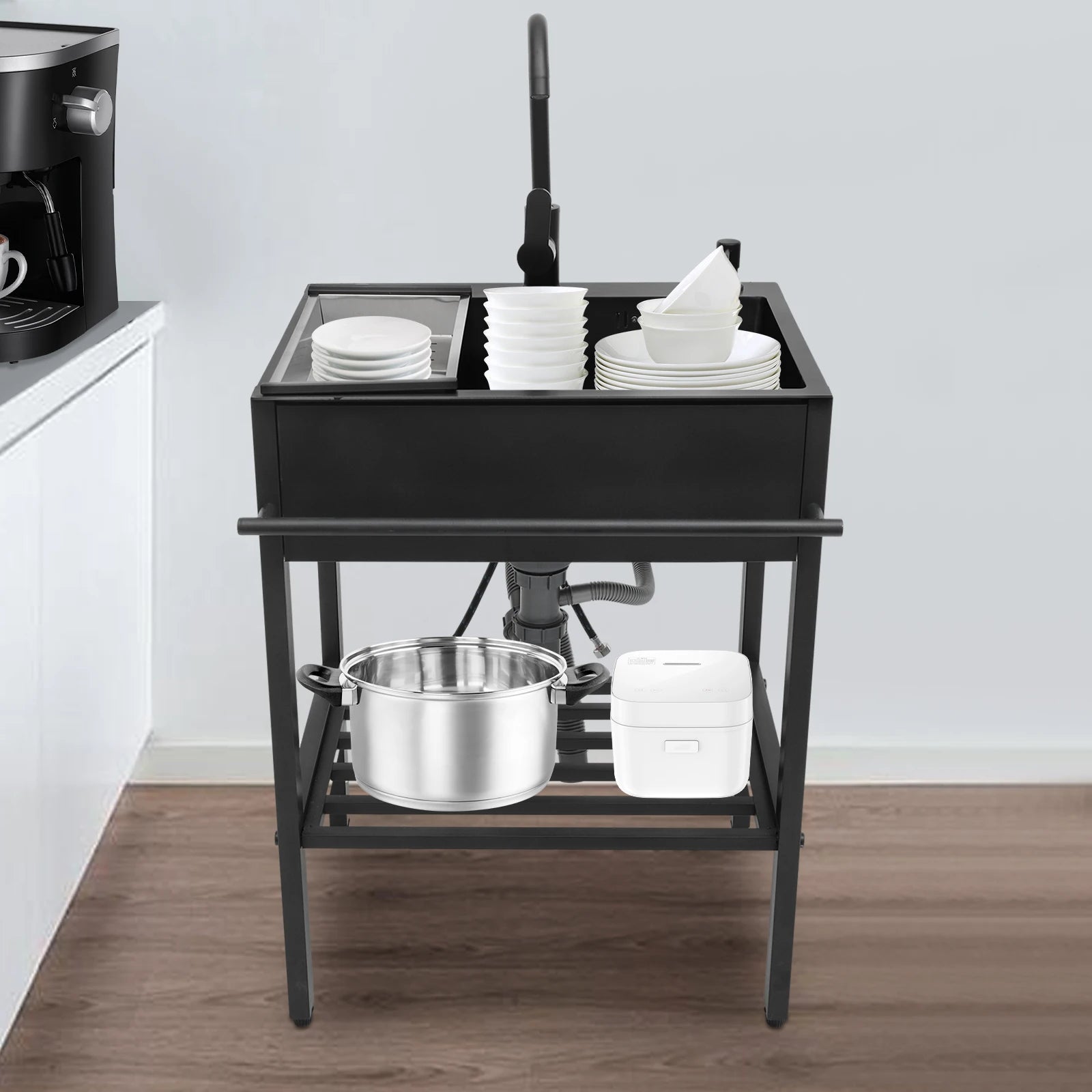Modern Freestanding Rectangular Stainless Black