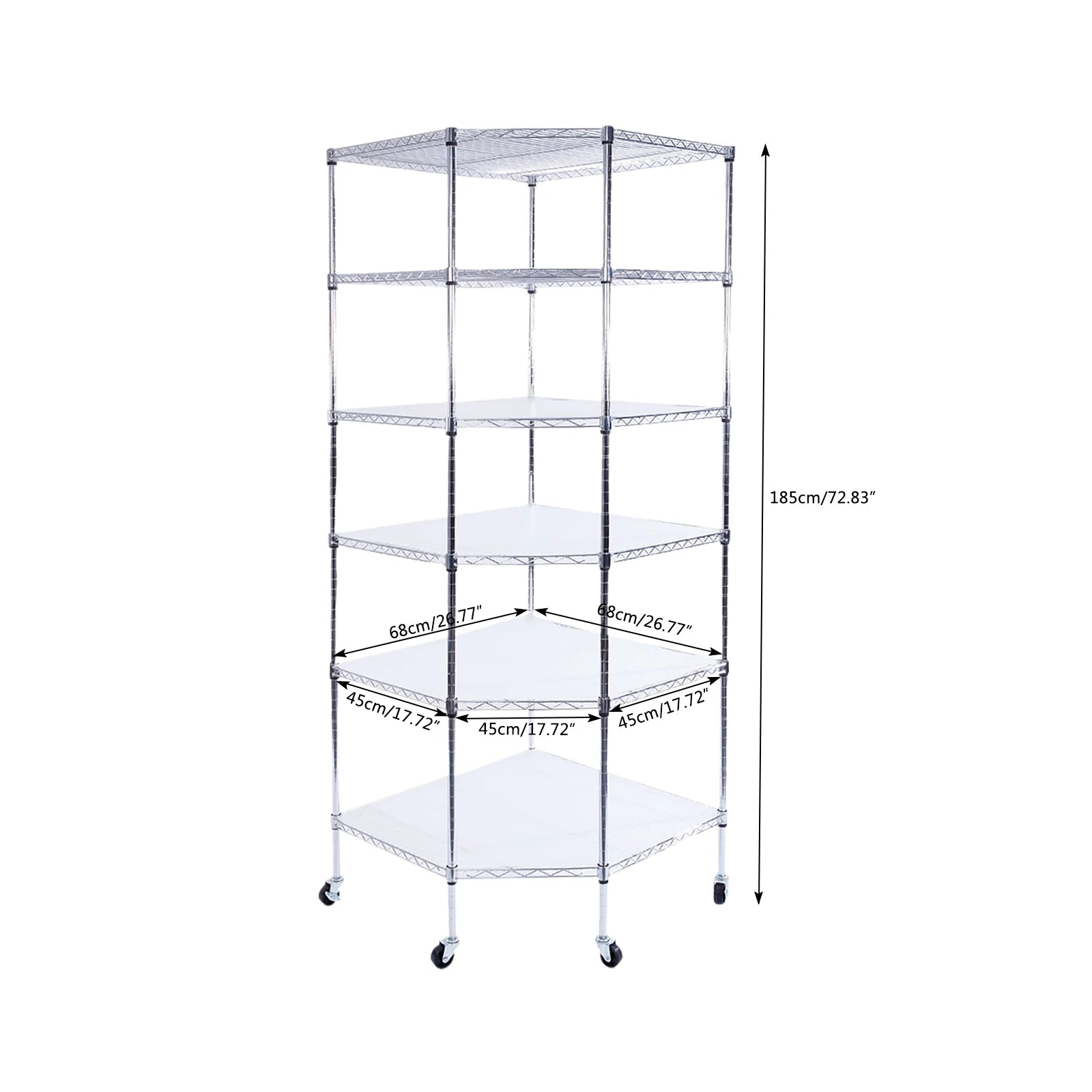 6-Layer Chrome-Plated Polygonal Corner Shelf