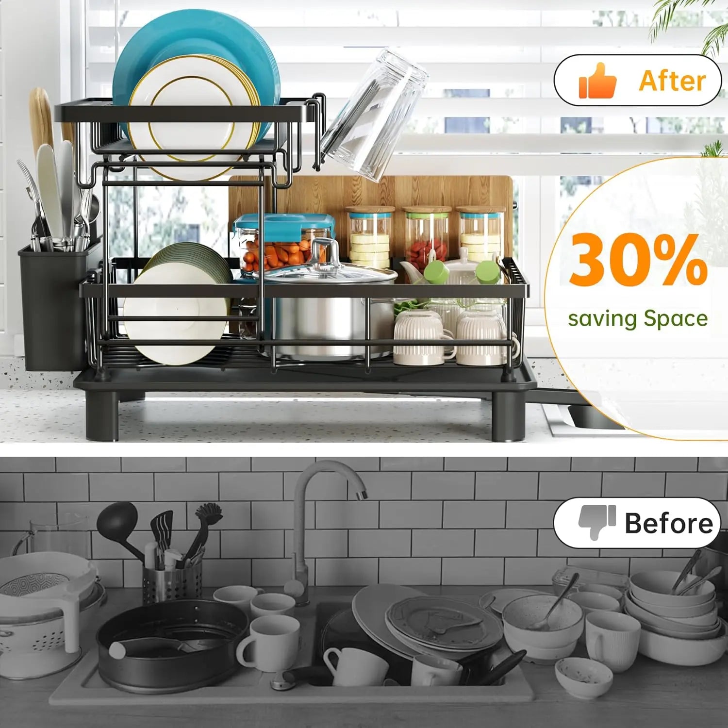 2 Tier Dish Rack Counter