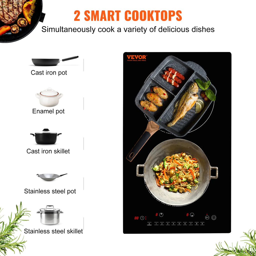 2 Induction, Sensor Touch Control, Magnetic Cooker