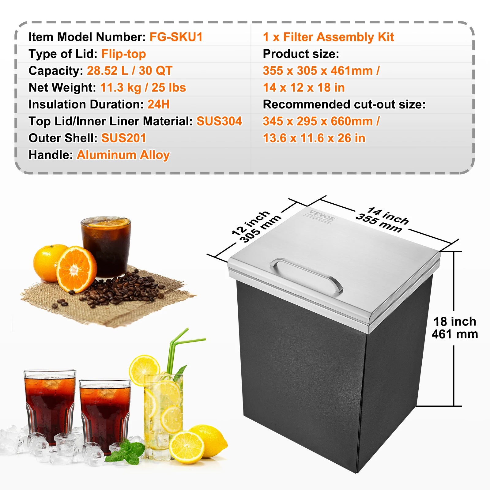 Drop in Ice Chest Stainless Commercial