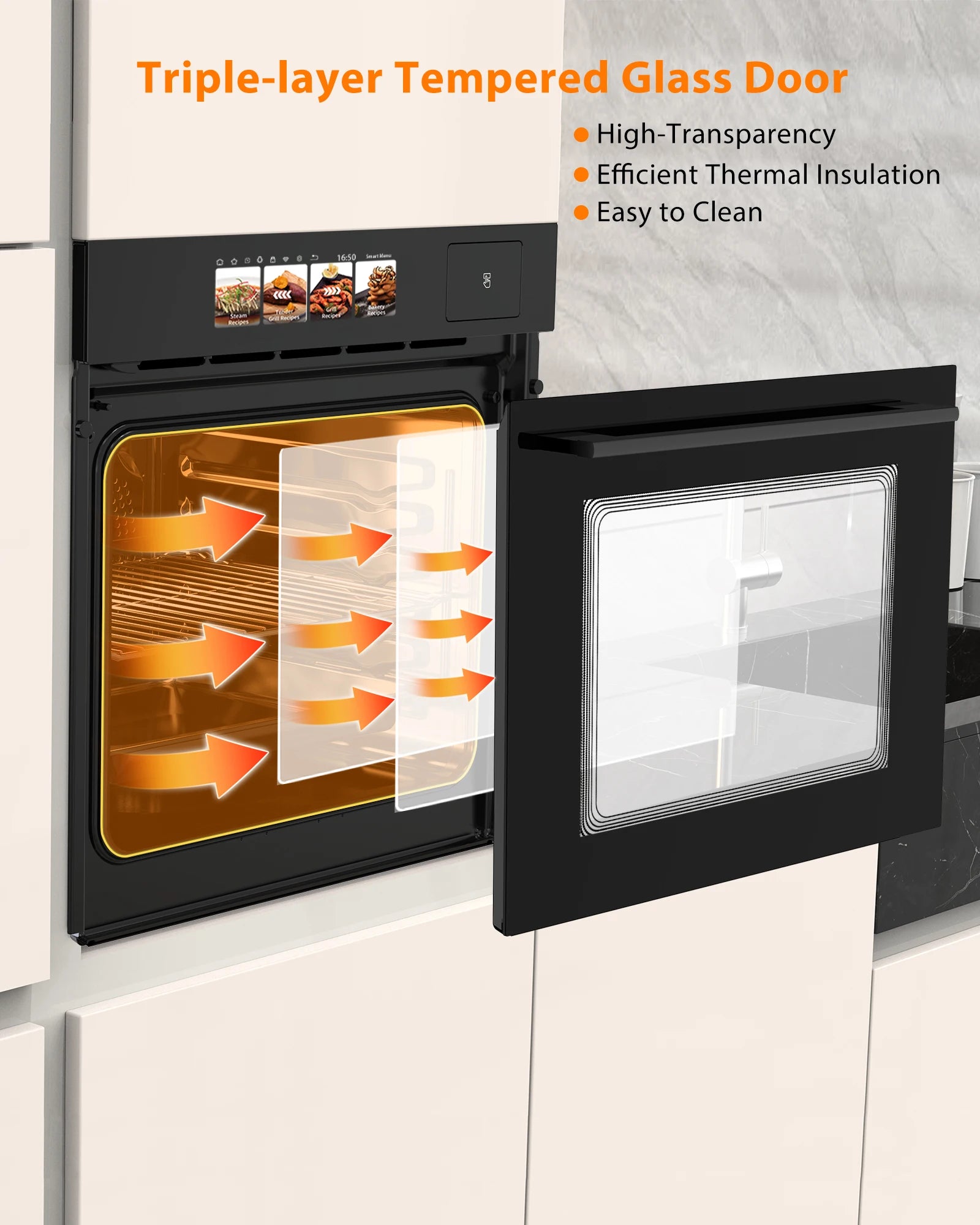 2.5 CF Built-in Electric Wall Oven 8 Cooking Modes