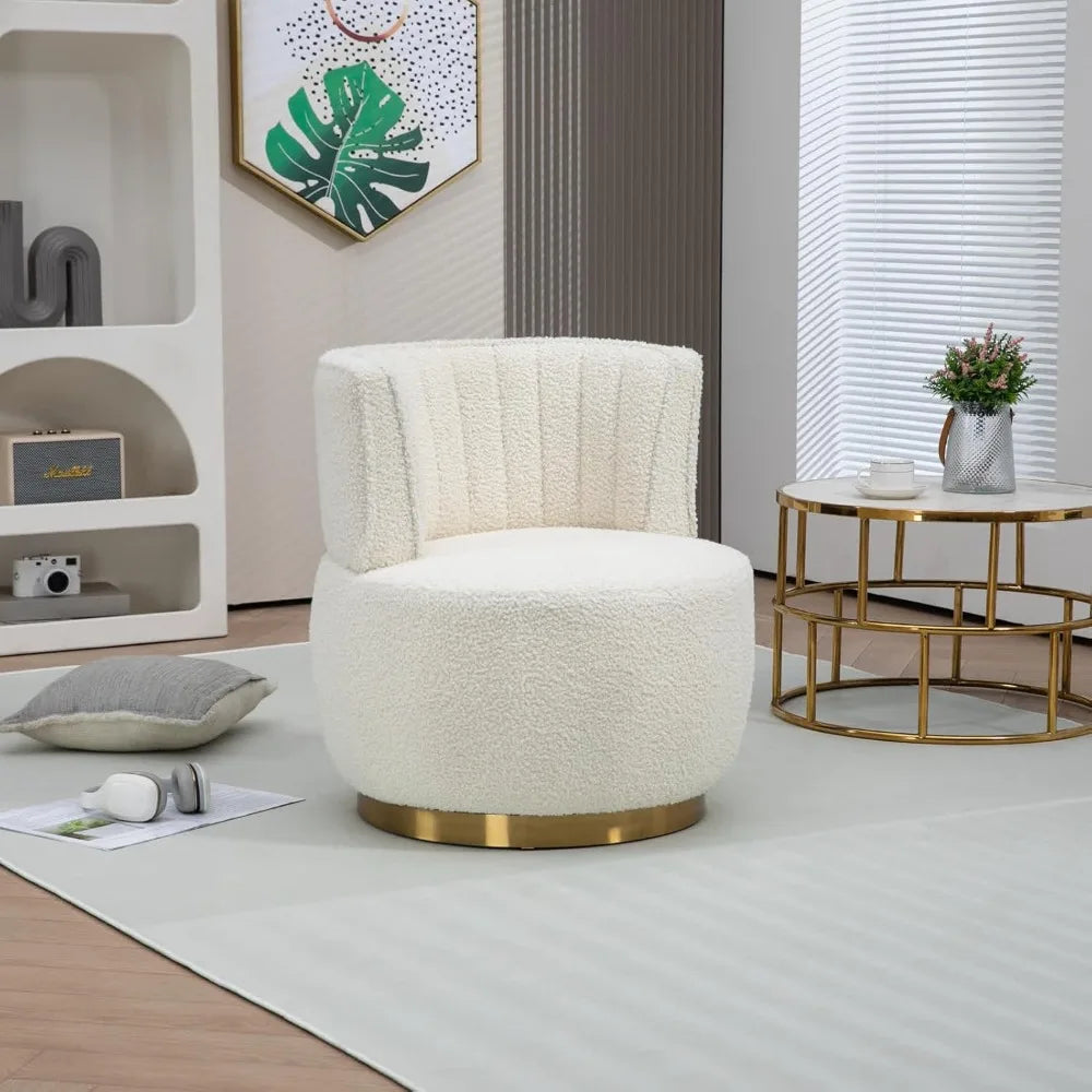 White Swivel Barrel Chair