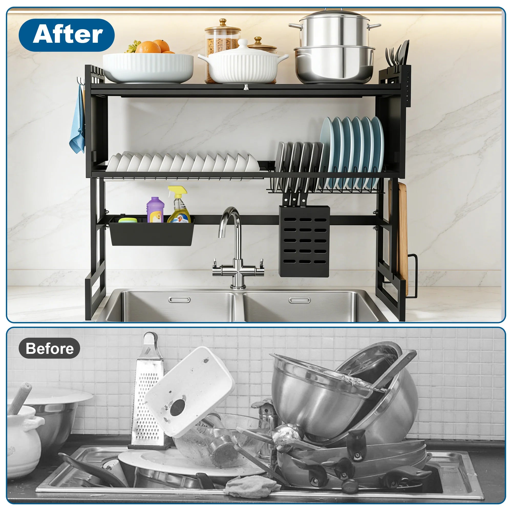 Dish Rack for Kitchen Sink, Space Saving