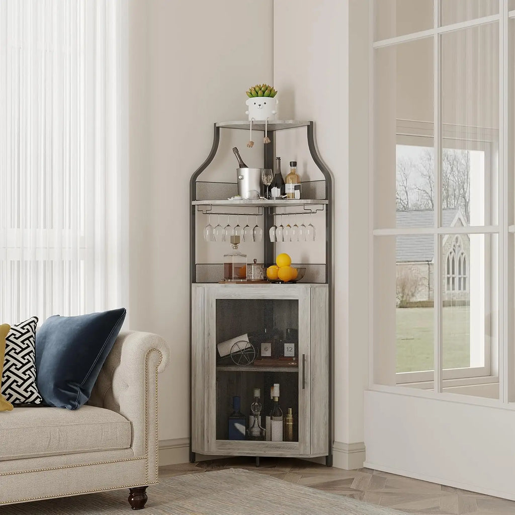 Corner Wine Rack W/Glass Holder