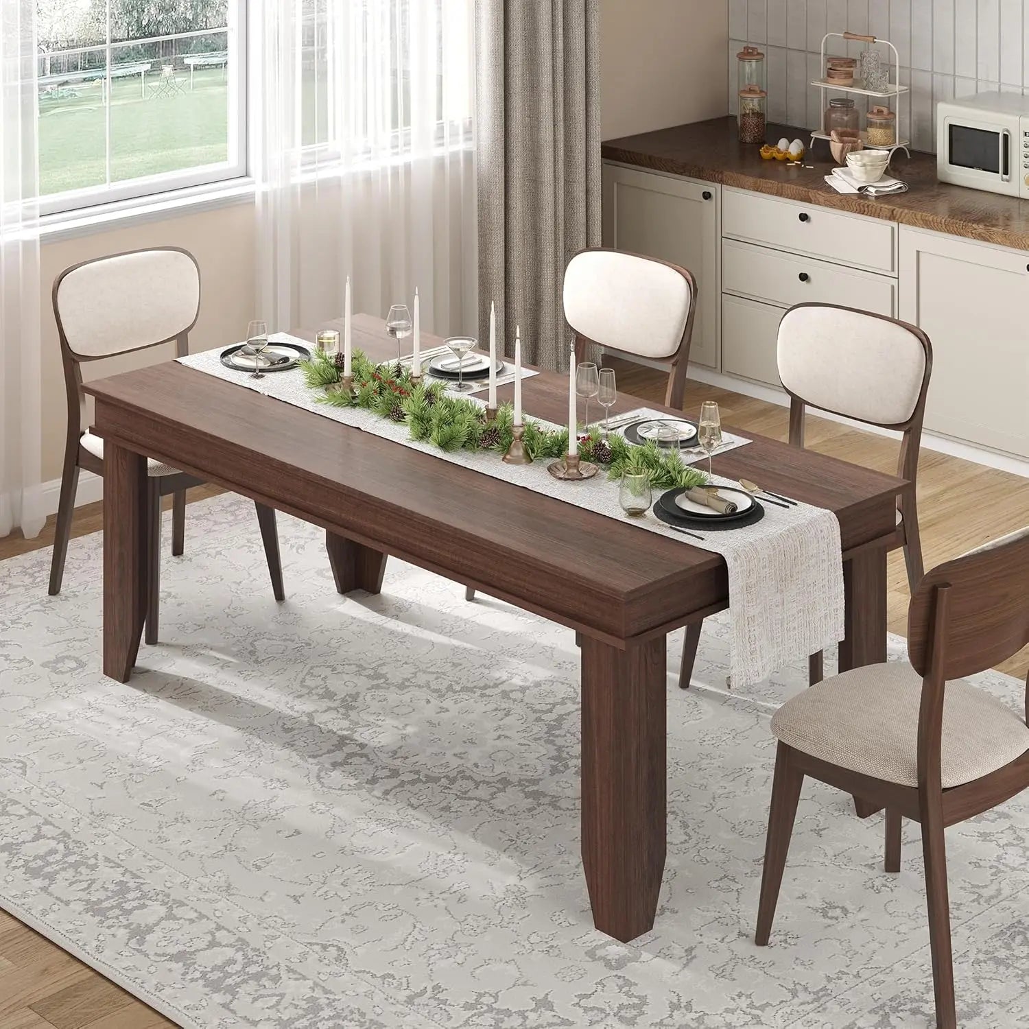 70" Farmhouse for 4-6 Wood Rectangle