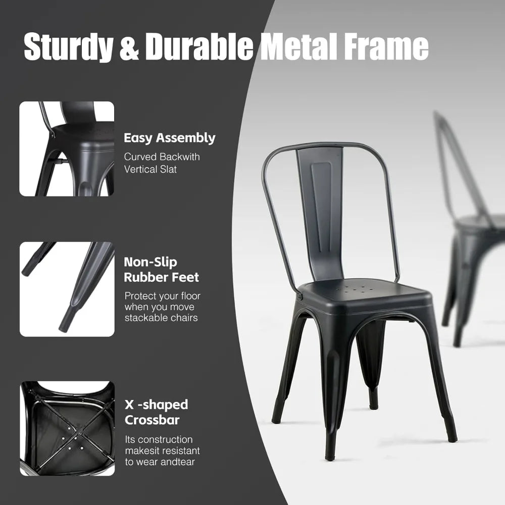 4-Pack Industrial Style Metal Stackable