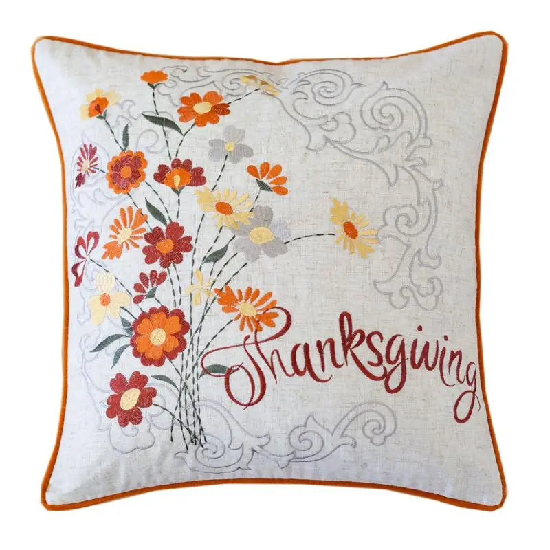 Autumn Floral Embroidered pillow