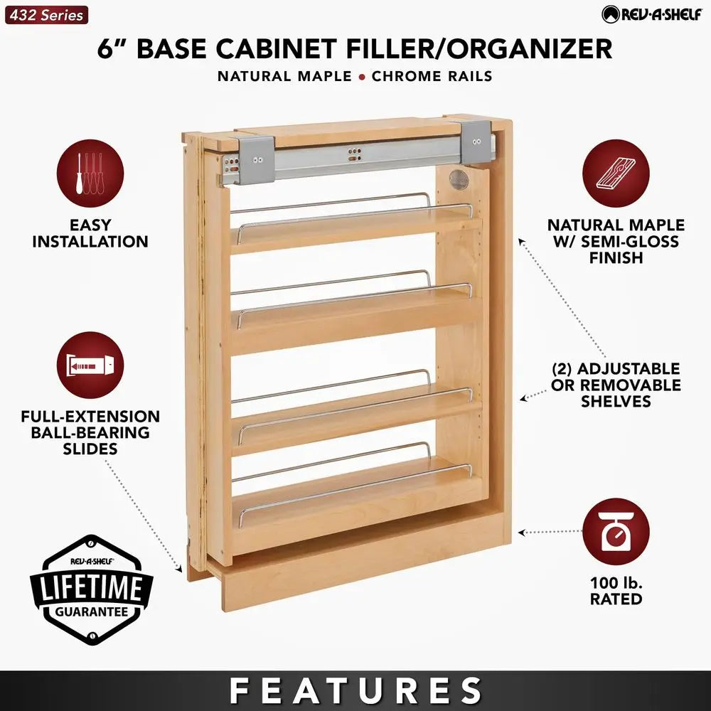 Pullout Filler for Between Base Cabinets Wooden 6WX30H