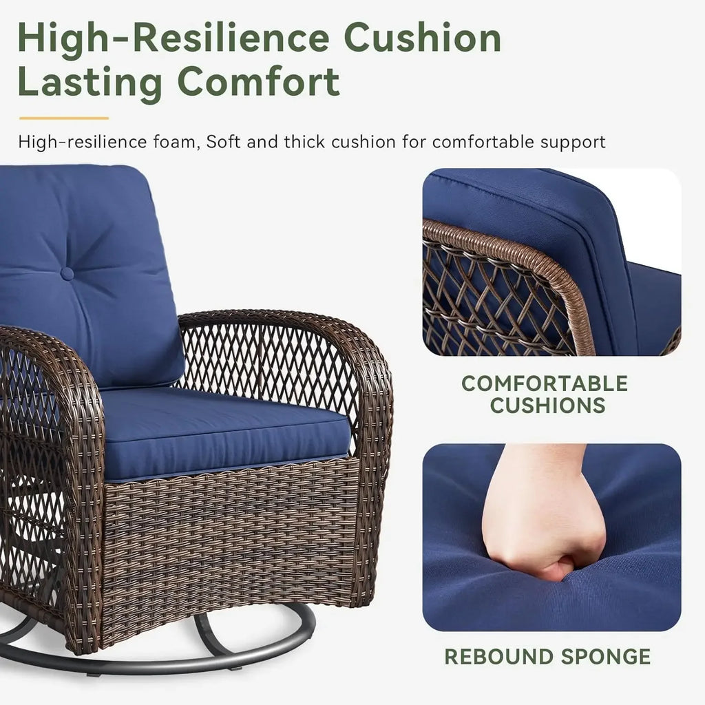 3 Piece Patio Set W/Swivel Rockers