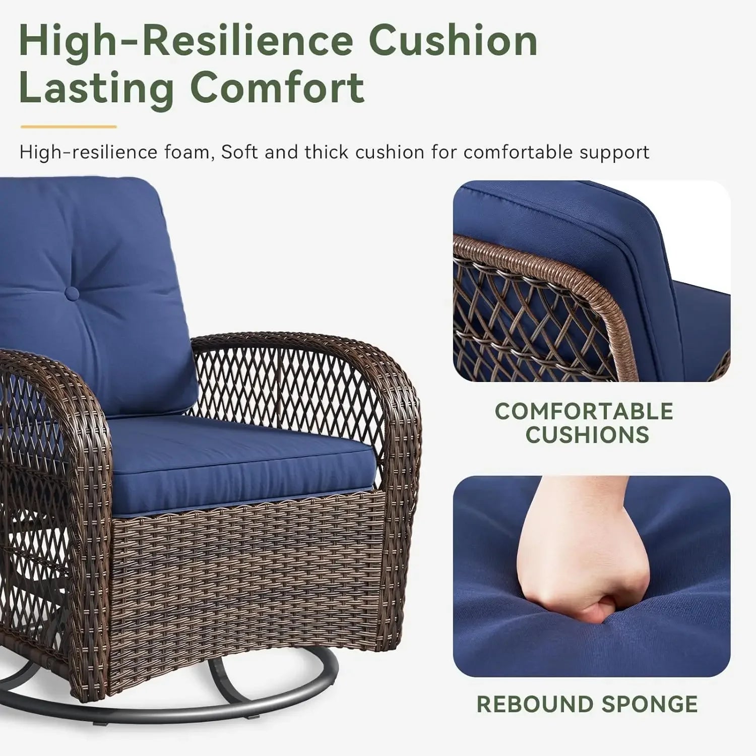 3 Piece Patio Set W/Swivel Rockers
