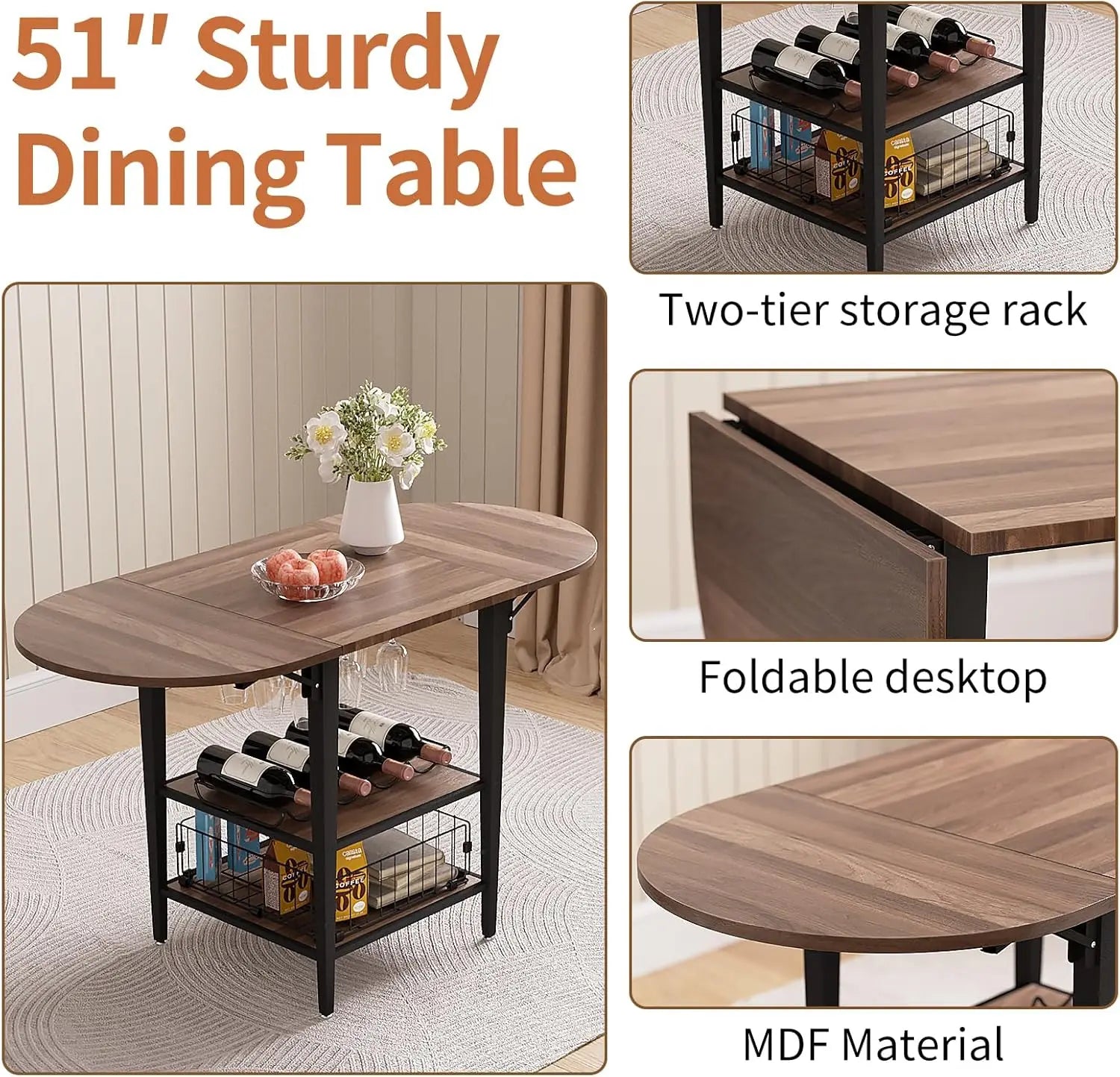 51” Folding Breakfast Nook Corner