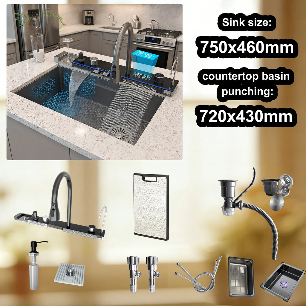Stainless Sink Digital Display Waterfall