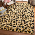 5x8 Khaki Fluffy Leopard Cheetah