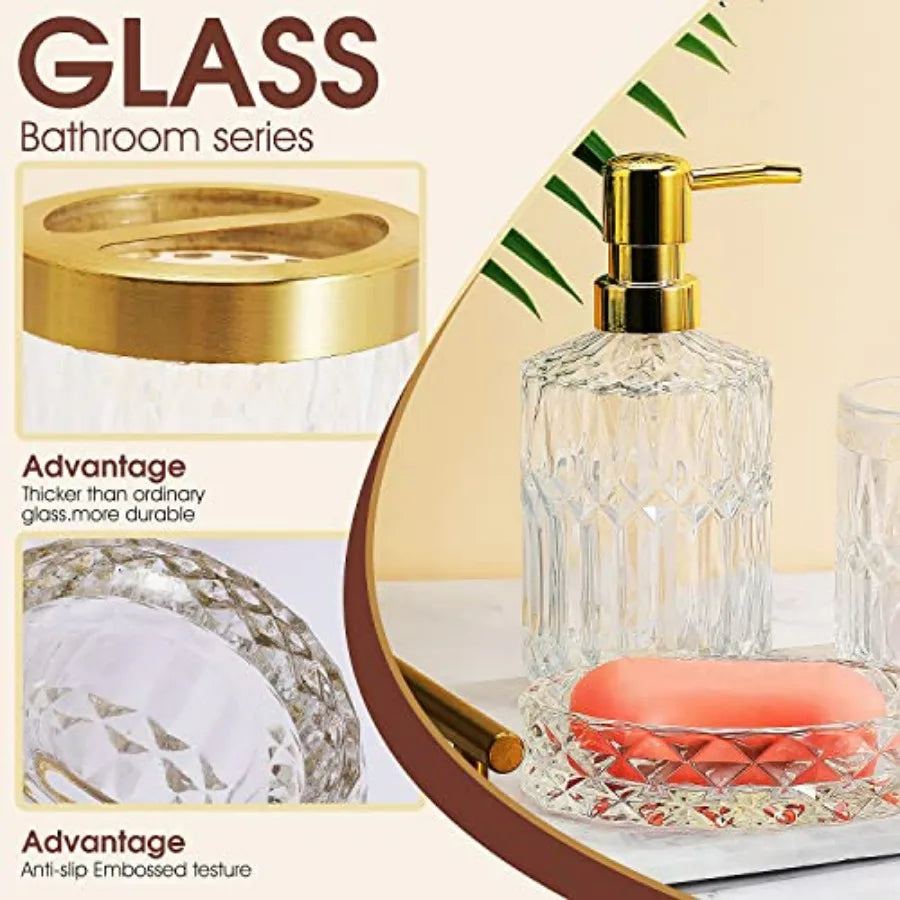 5Pcs Glass Bathroom Accessories