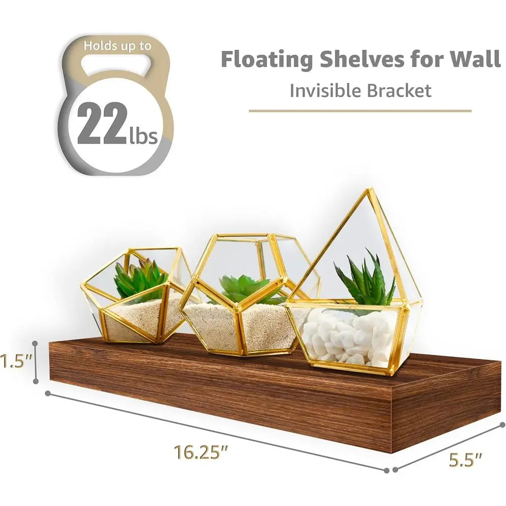 Floating Shelves Set of 5 in Walnut