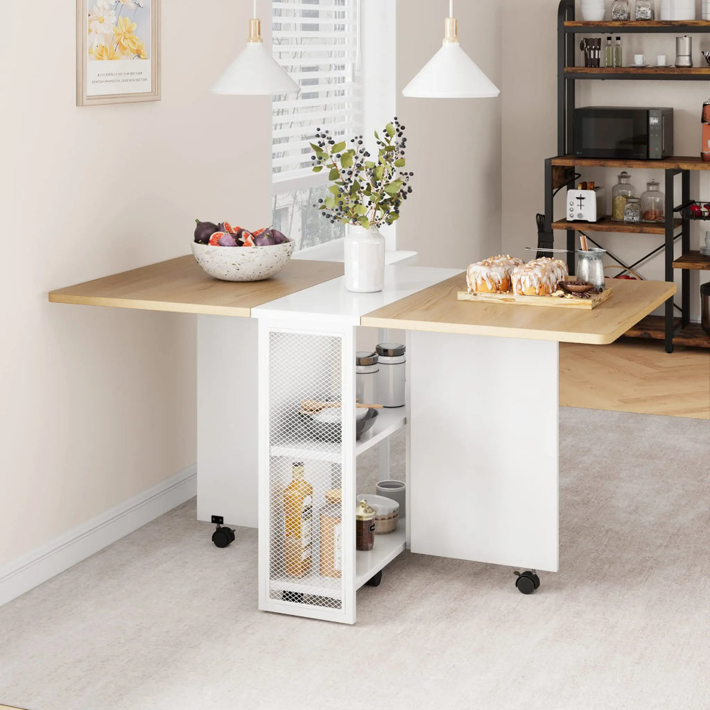 Folding  Drop Leaf for 4 w/2 Storage Shelf
