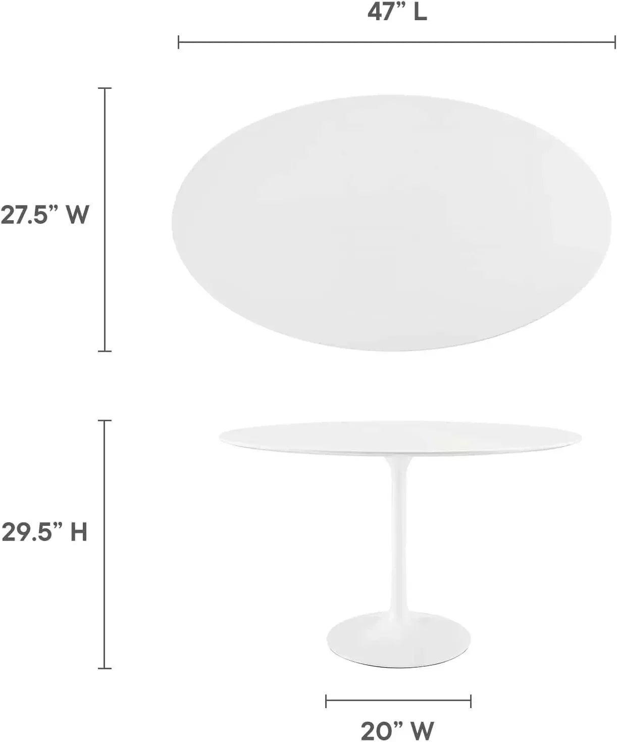 48" Mid-Century Modern Oval Top Pedestal