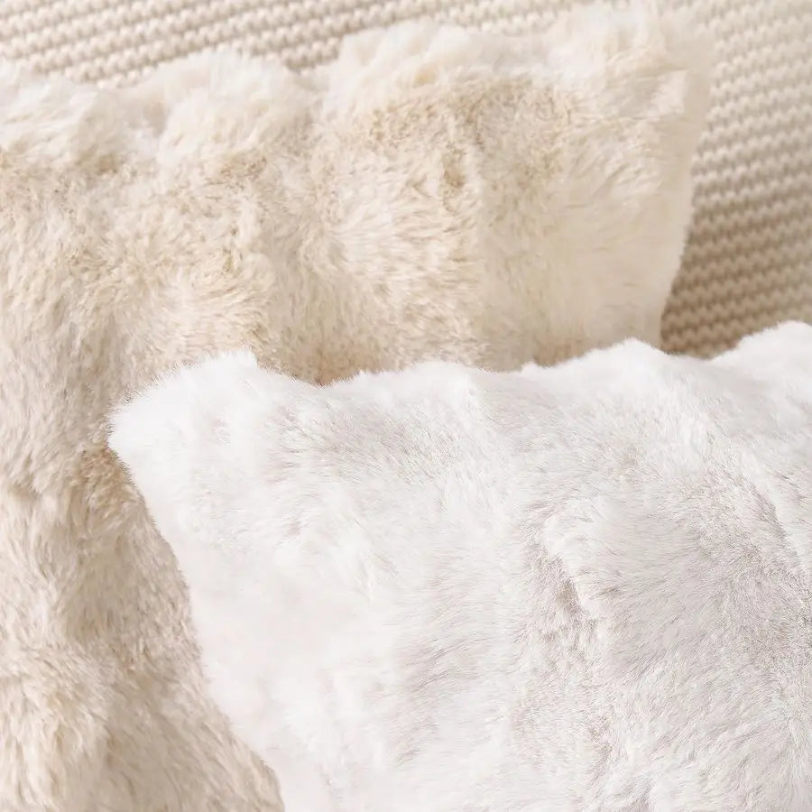 2 Thick Plush Wool Pillow Covers 24x24