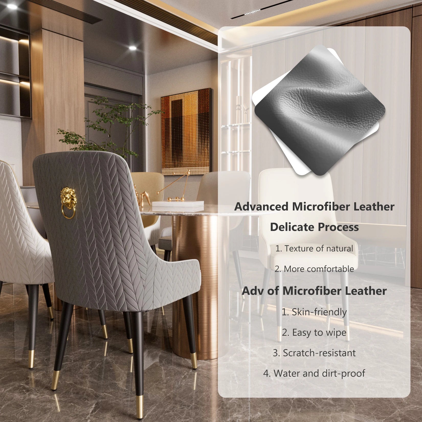 Modern PU Leather 2 Dining Chairs