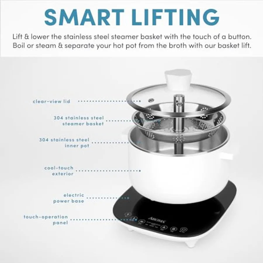 2.5-Liter Smart Electric Hot Pot Rapid Boil Steamer