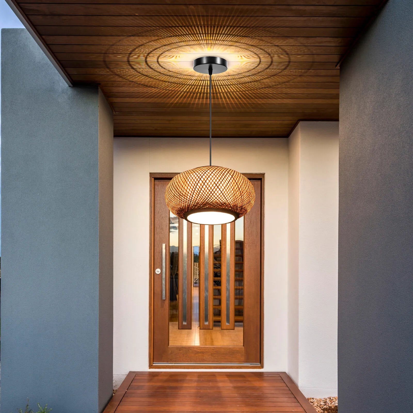 Vintage Bamboo Weave Hanging Lamp