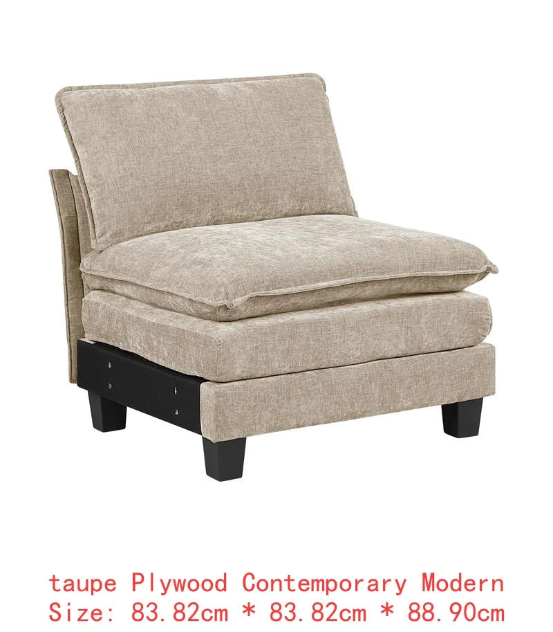Plush Cenille Modular Sectional Sofa Set