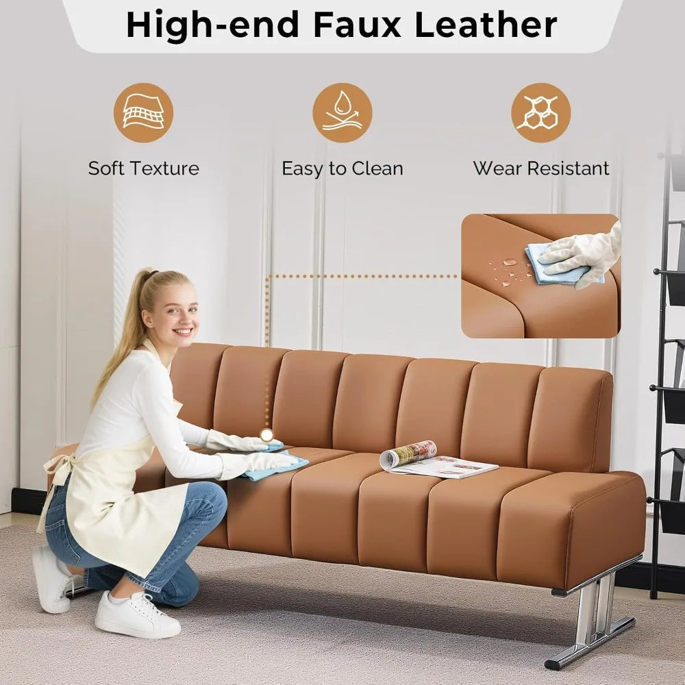 59" Faux Leather Lobby Office Sofa
