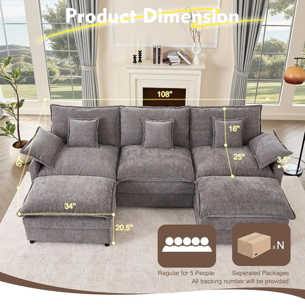 108" U Shaped Couch Sectional