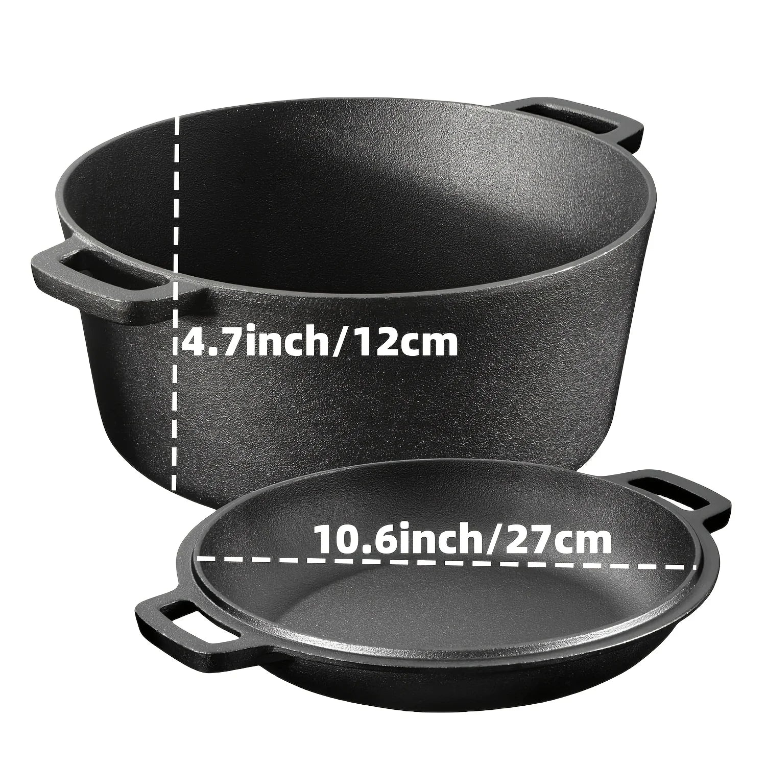 3PCS Cast Iron Skillet Set (6/8/10 Inch) Pre-Seasoned, Heavy-Duty