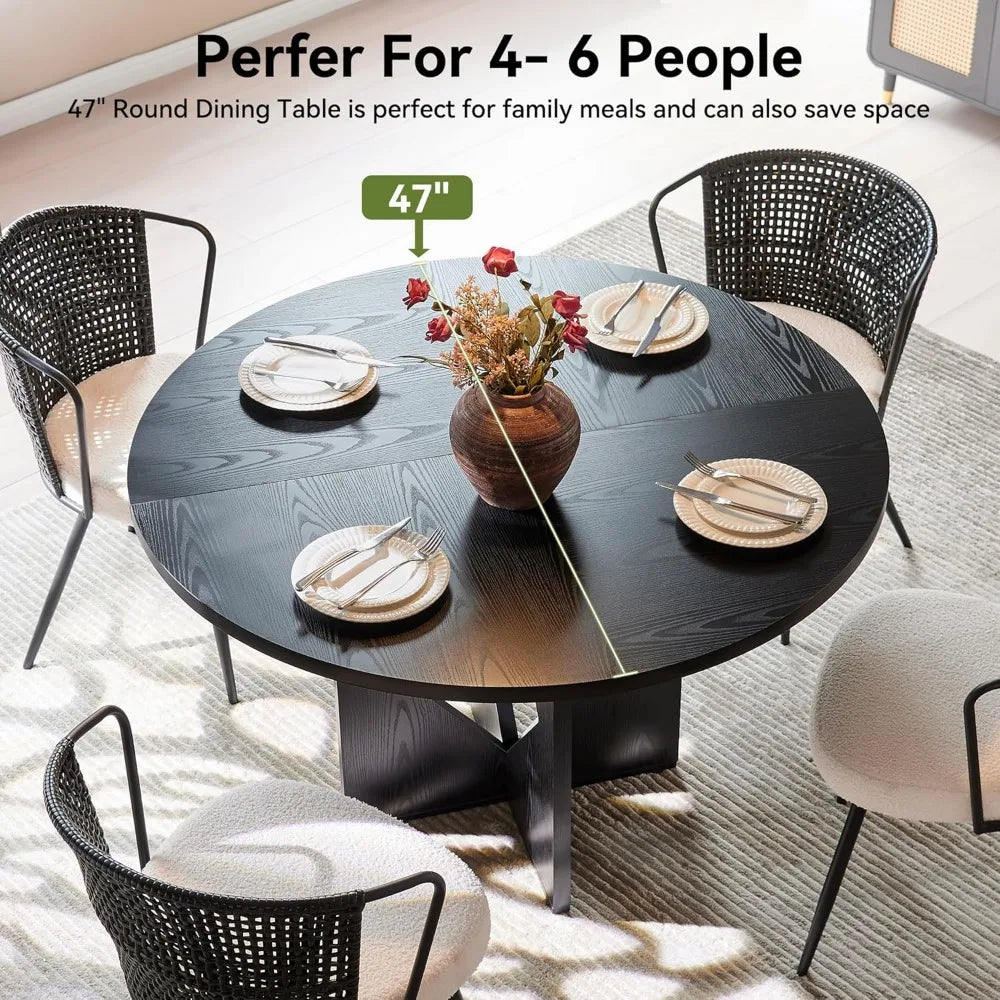 47" Round for 4 Farmhouse Wooden Pedestal