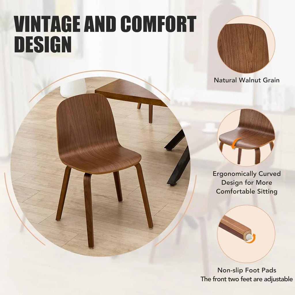 4 Wood Walnut Grain Modern Armless