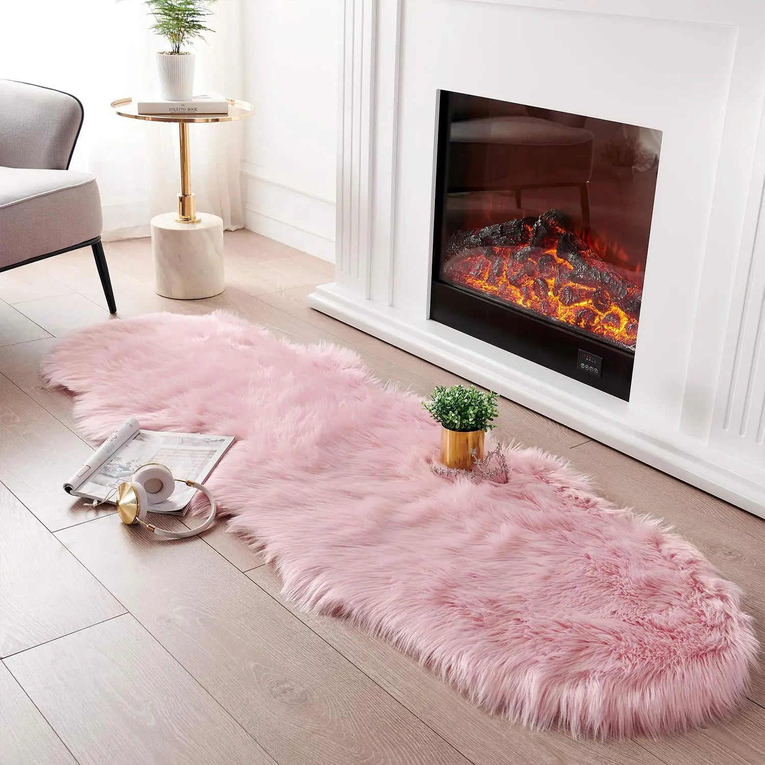 Faux Fur Pink Non-Slip Thick Fluffy