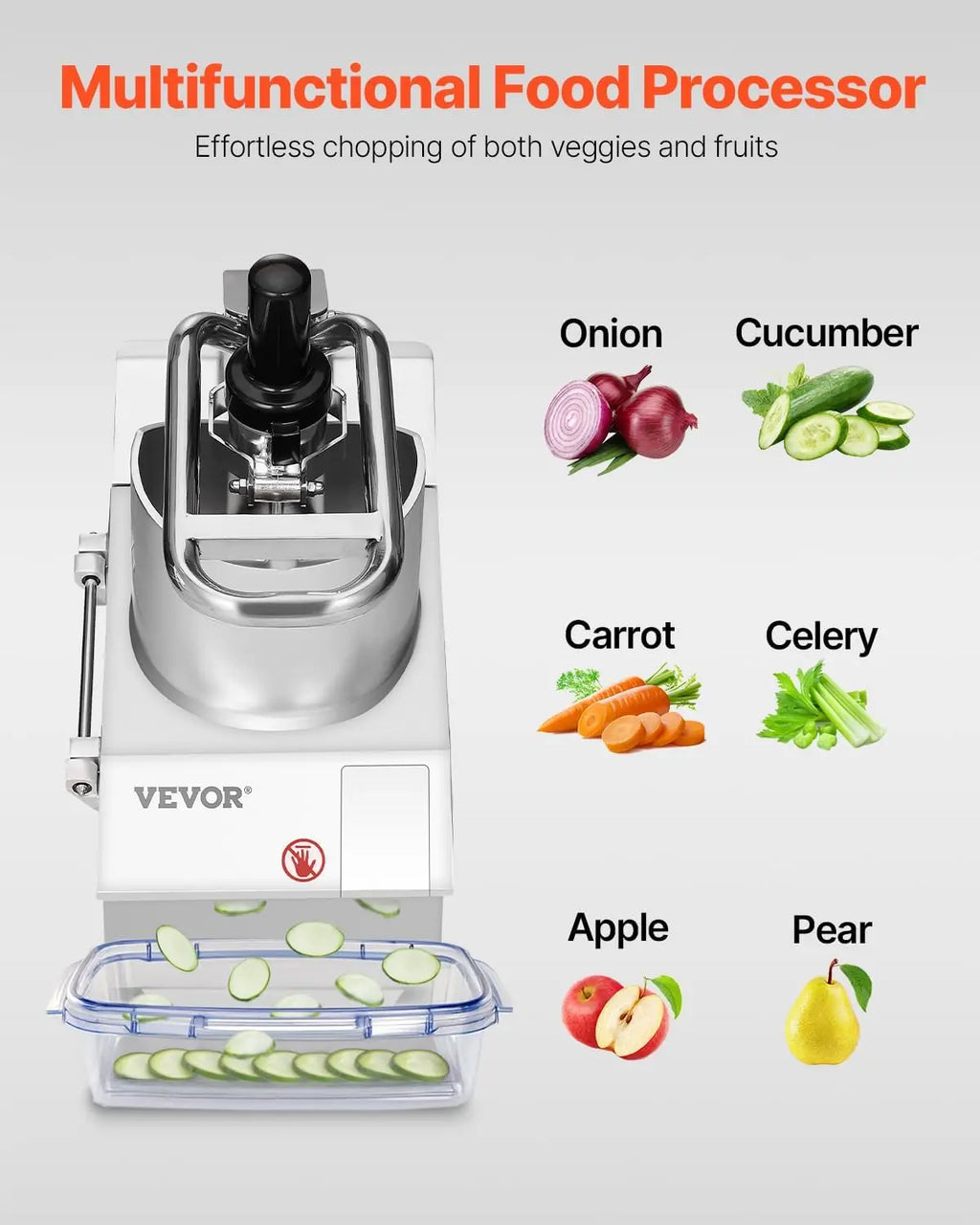 Food Processor with 2 Holes, Stainless Blades
