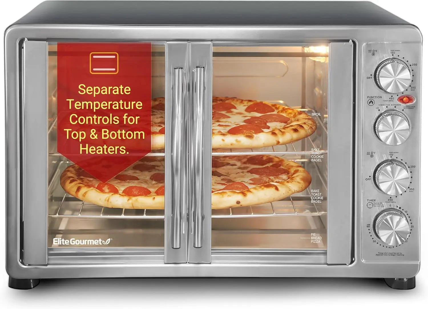 French Door 47.5Qt, 18-Slice Convection Oven Rotisserie