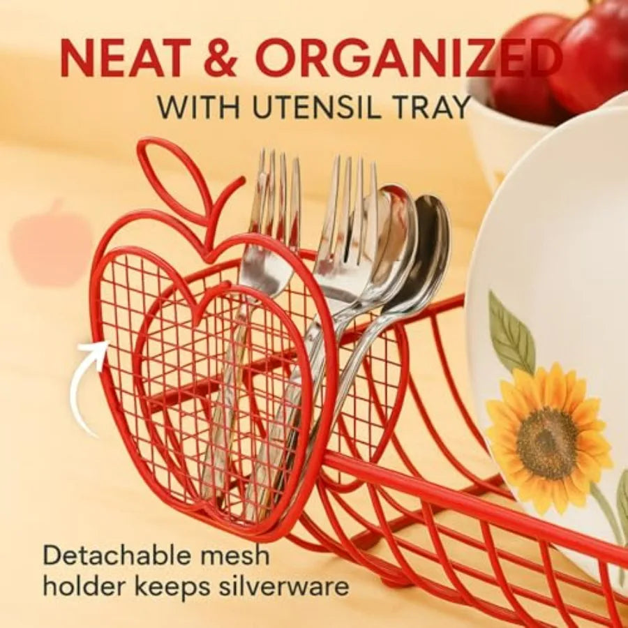 Expandable Dish Drying Rack Apple Decor