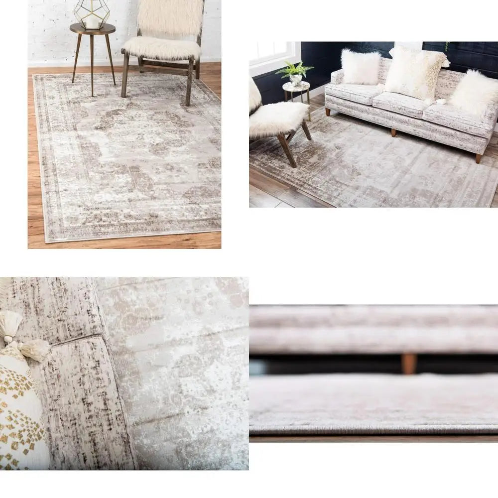 Elegant 7' 1 x 10' Rectangle Light Beige/Ivory