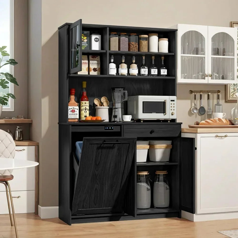 Kitchen Trash Cabinet, MW Shelf, Drawer