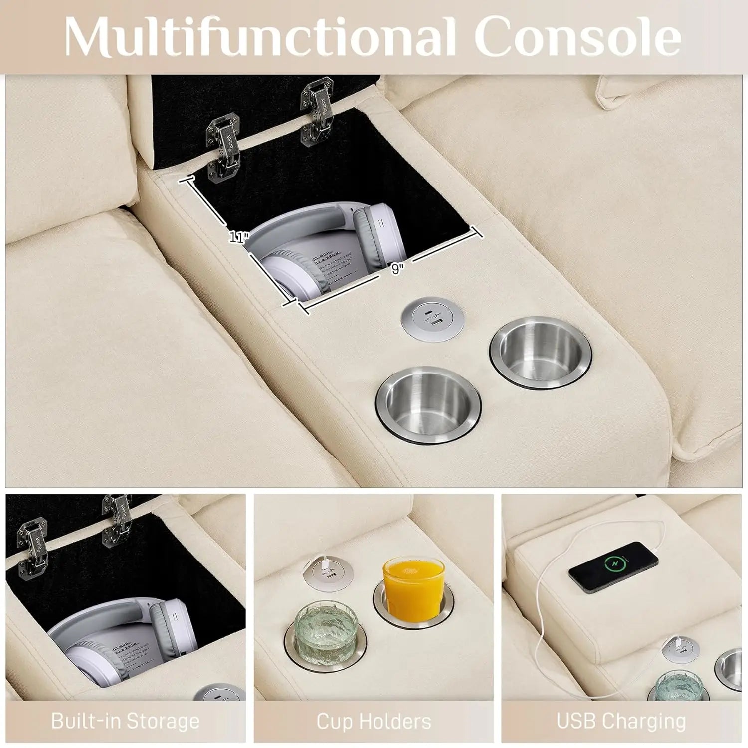 145" U Shaped Cloud Couch Sectional