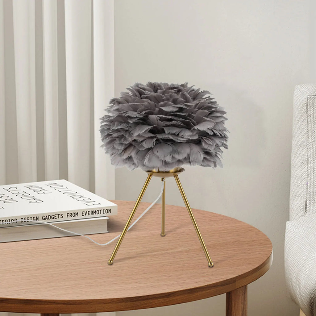 Grey Feather Desk Lamp