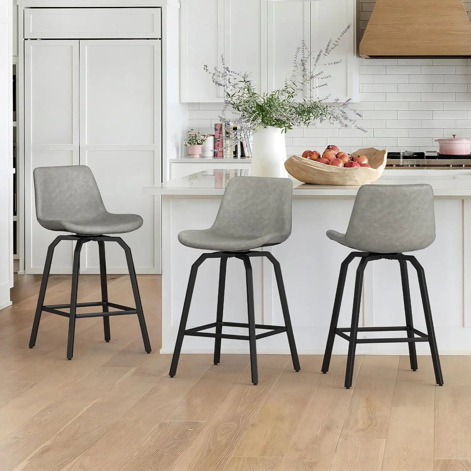 3 360° Swivel Bar Stools 26 Inch Counter Height