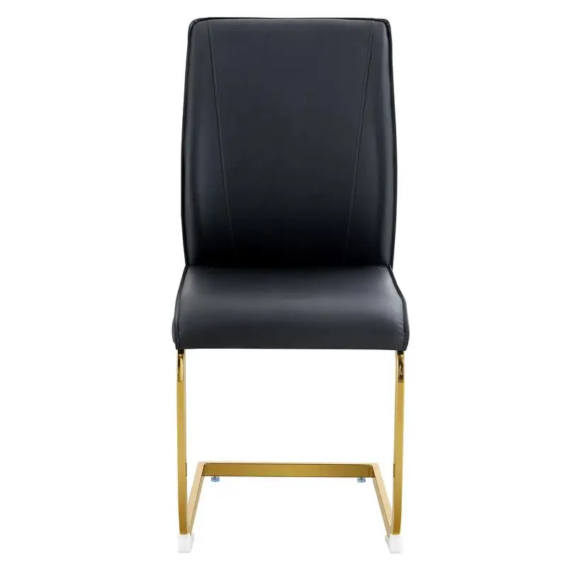 6 Black PU Leather Gold Metal Legs