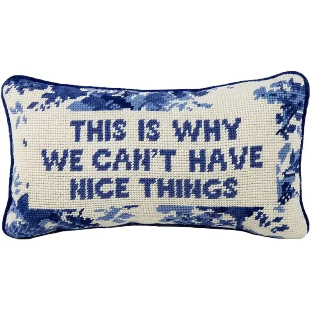 Decorative Needlepoint Throw Pillow 8x14