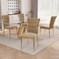 4 Velvet Upholstered w/Gold Metal Legs,
