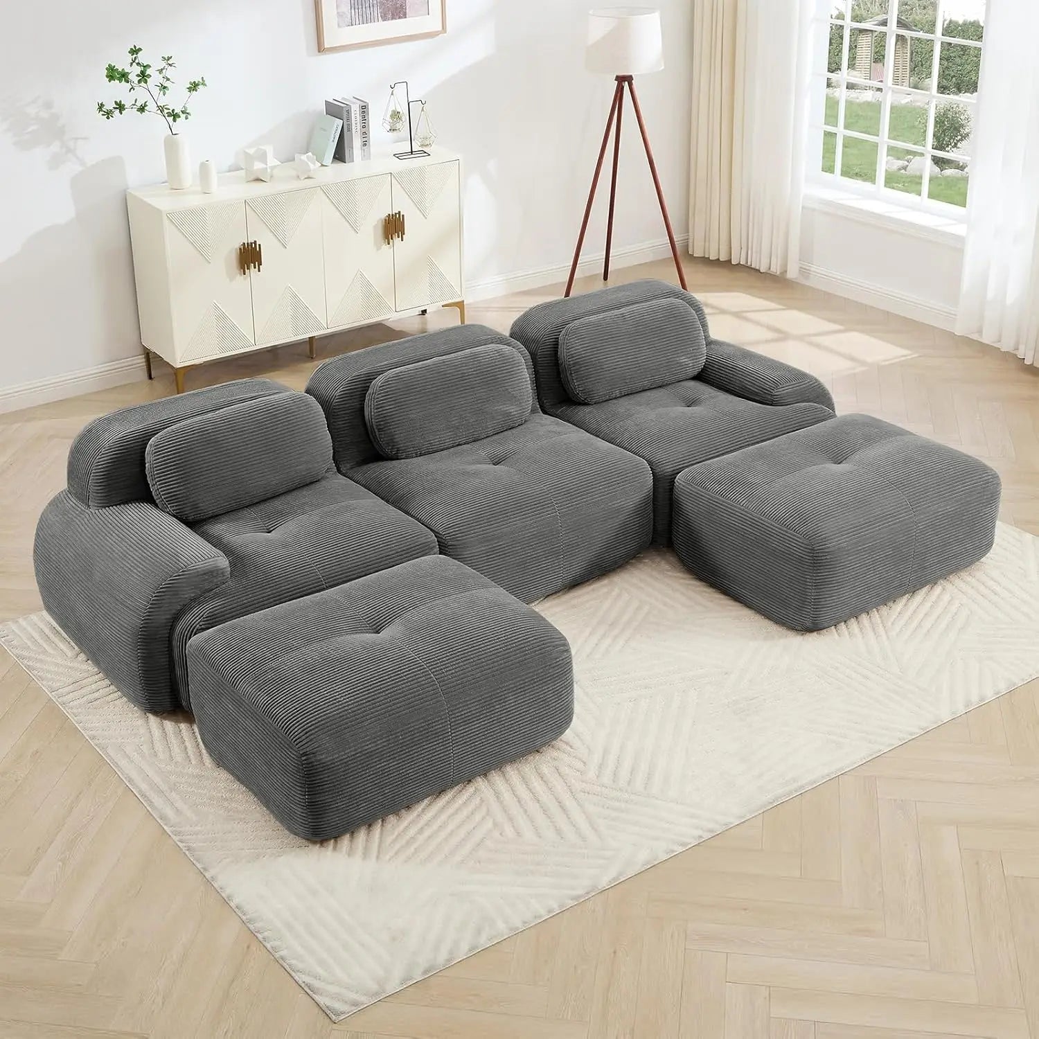 116" Modern Corduroy Cloud Sofa