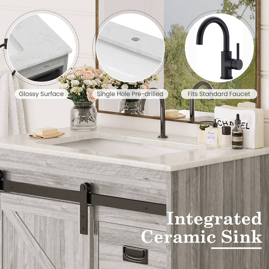 30" Farmhouse Single Bathroom Vanity