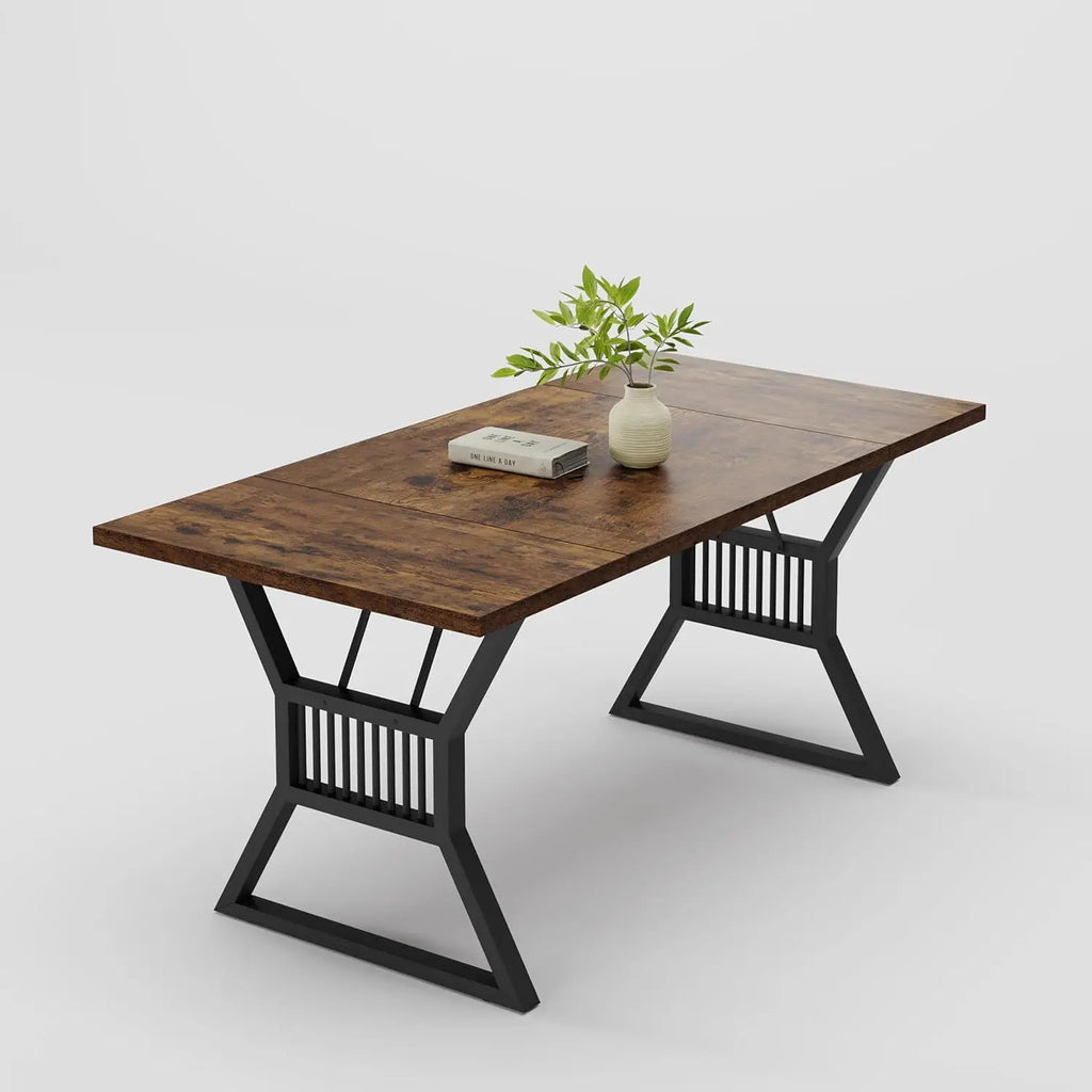 70.8" Large for 6-8 Industrial Wooden/Metal