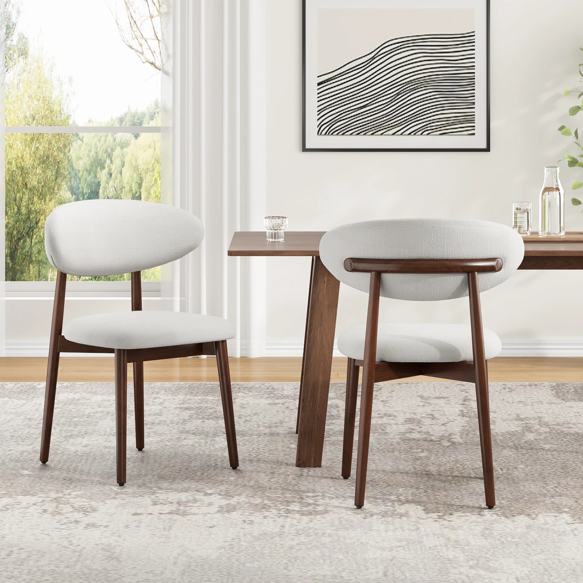 2 Solid Wood Modern Upholstered